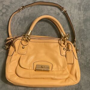 Coach Classic Yellow Leather Satchel Bag with Detachable Strap